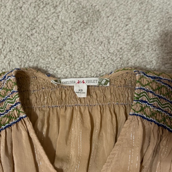 Chelsea & Violet Tan Blouse with Embroidered Details - Picture 3 of 3